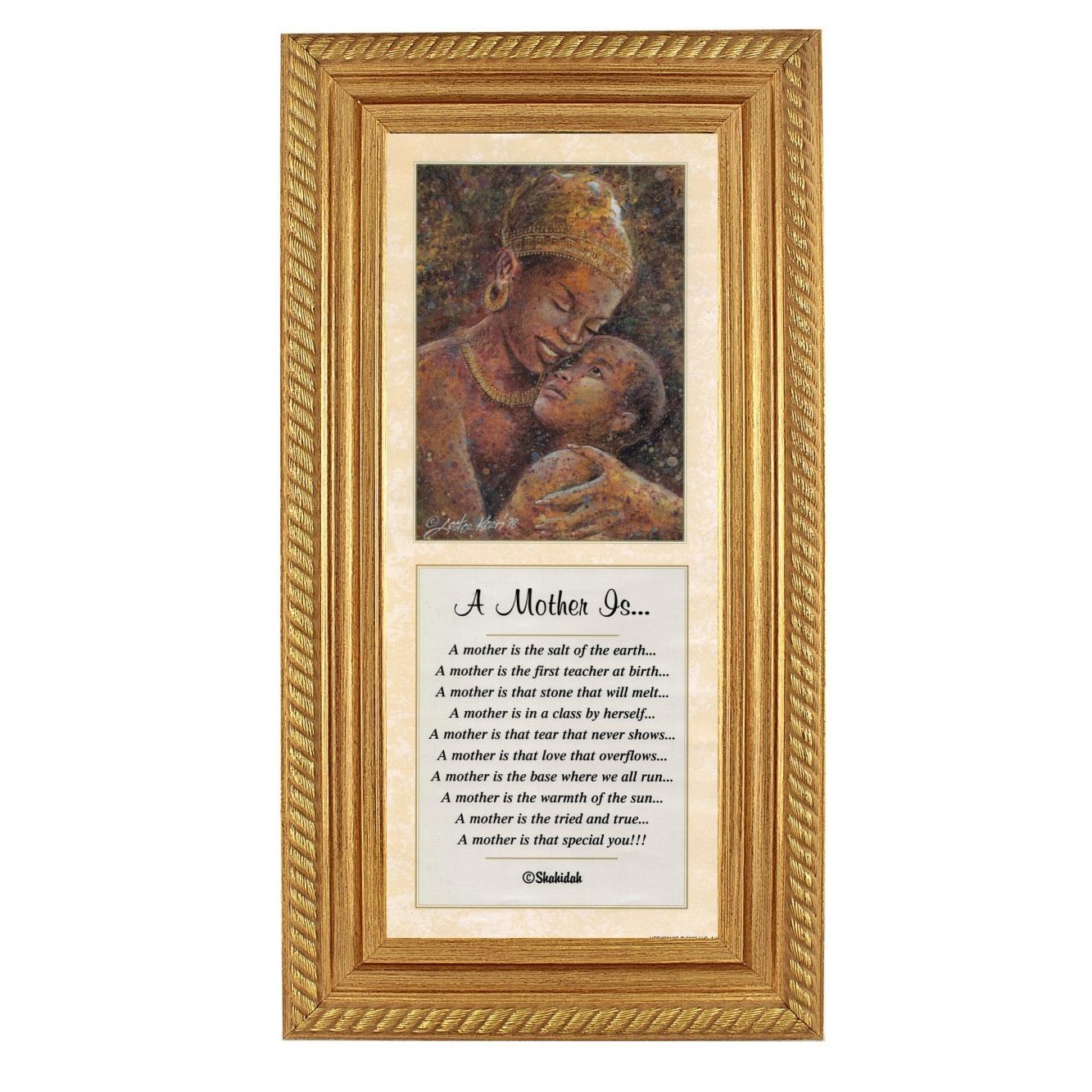 2 of 2: A Mother Is...-Literary Art-Shahidah-20x8 inches-Gold Frame-The Black Art Depot