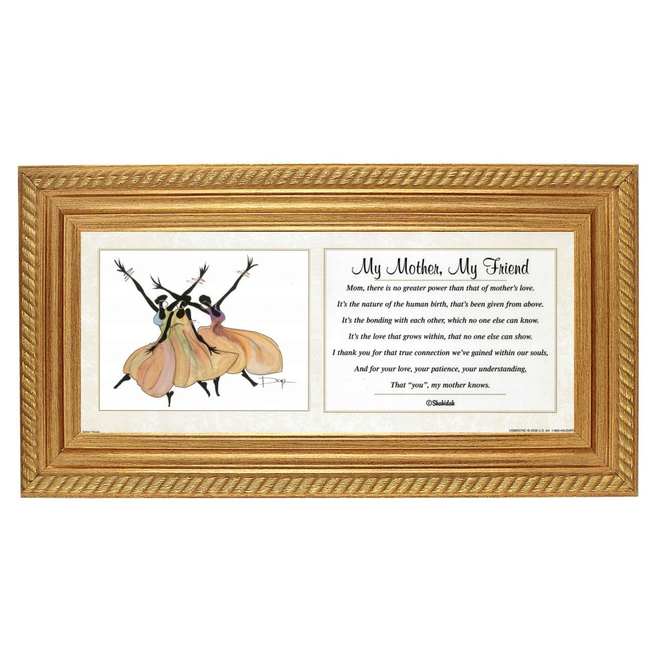2 of 2: My Mother, My Friend-Literary Art-Shahidah-8x20 inches-Gold Frame-The Black Art Depot