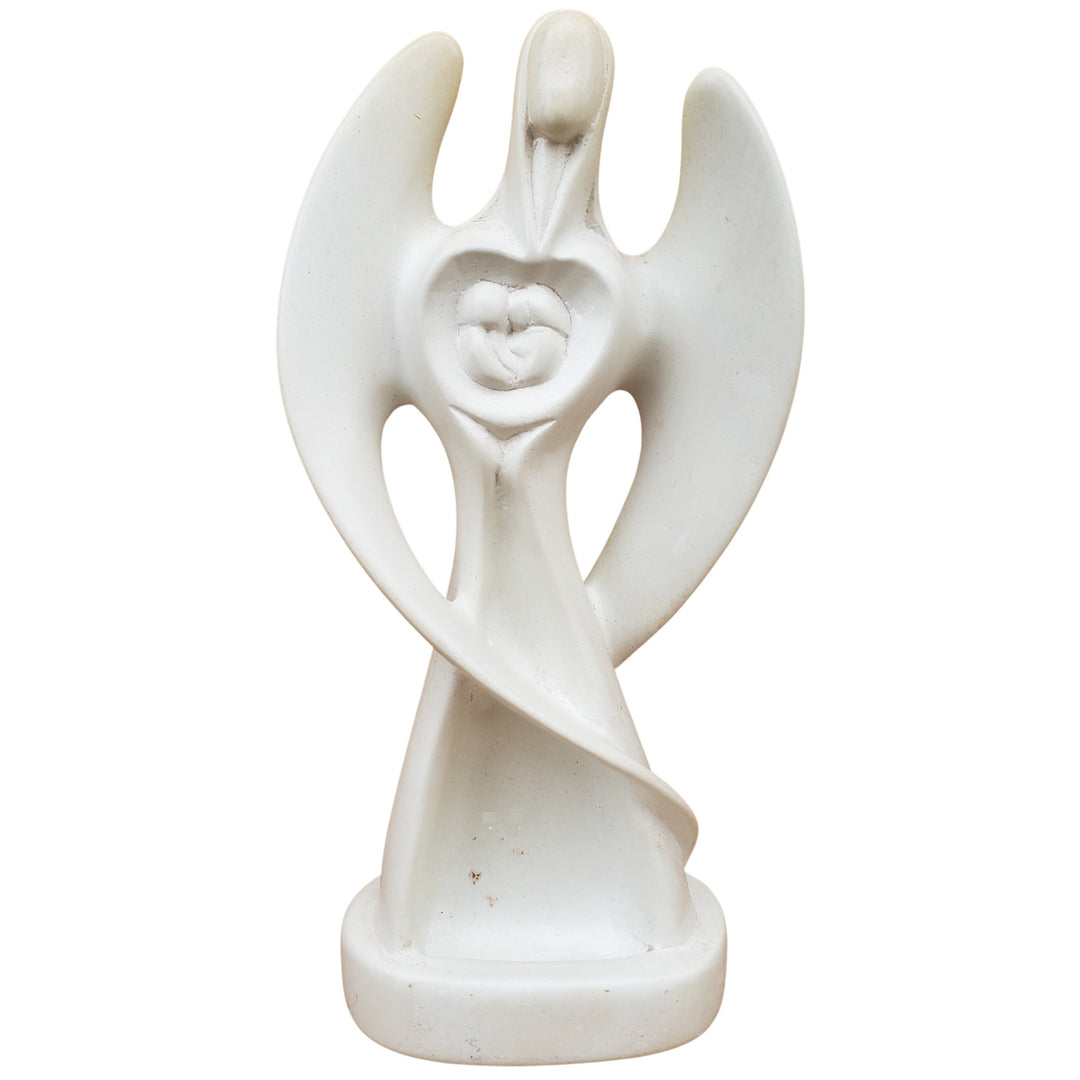 Guardian Angel: Protect Our Union Soapstone Sculpture-African Decor-Akoma Accents-Natural-The Black Art Depot