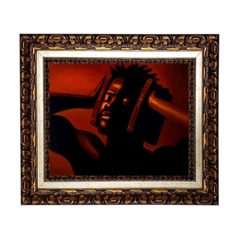 Hear No Evil (Male)-Art-Sterling Brown-8.25x10.25 inches-Brown Frame-The Black Art Depot