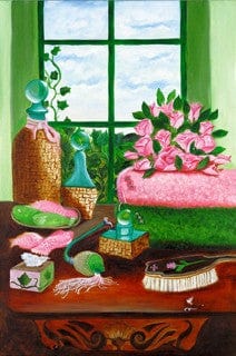 Pink And Green Bath by Herman Woodall