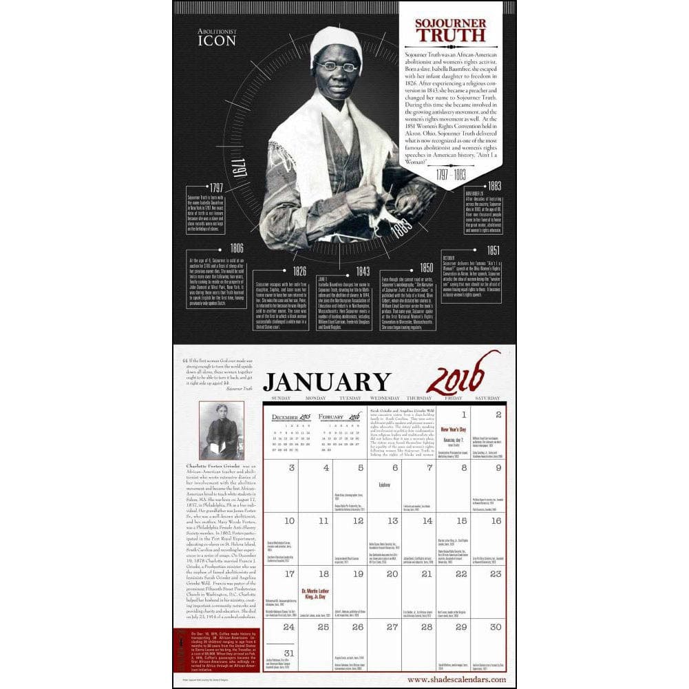 3 of 4: Icons of Change: 2016 Black History Wall Calendar (Inside)