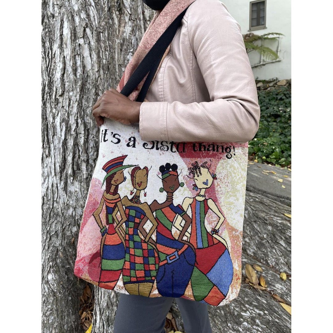 It's a Sista Thang: African American Woven Tapestry Tote Bag by Kiwi McDowell