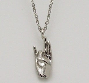 Sigma Gamma Rho Hand Sign Pendant Necklace (Silver Toned)