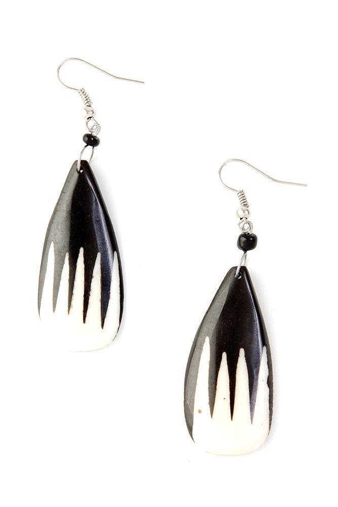 2 of 3: Authentic African Hand Made Kenyan Cow Bone Fray Fishhook Earrings