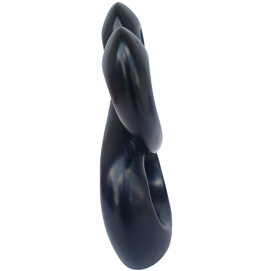 Love Blossoms: Authentic African Hand Carved Soapstone Sculpture (Black)