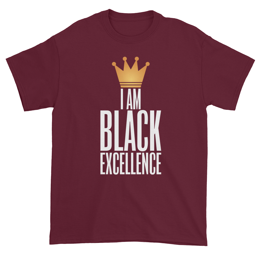 I Am Black Excellence Men's Short Sleeved T-Shirt (Maroon)