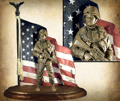 African-American Defenders of Freedom (Bronzetone) w/ Wooden Wedge by Micheal Garman