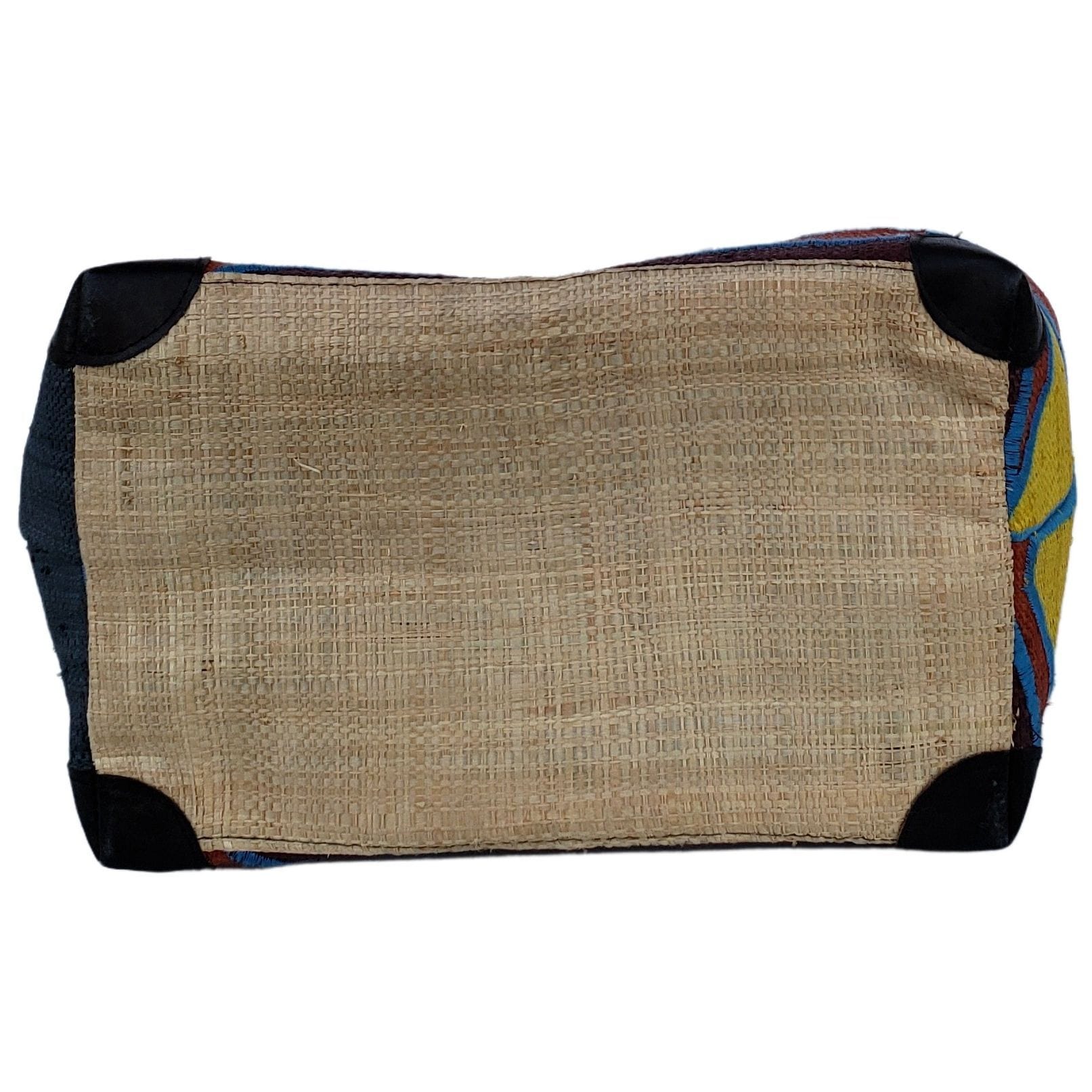17 of 29: Mirana: Authentic Hand Made Multicolor Madagascar Raffia Hand Bag (Orange Multicolor - Bottom)