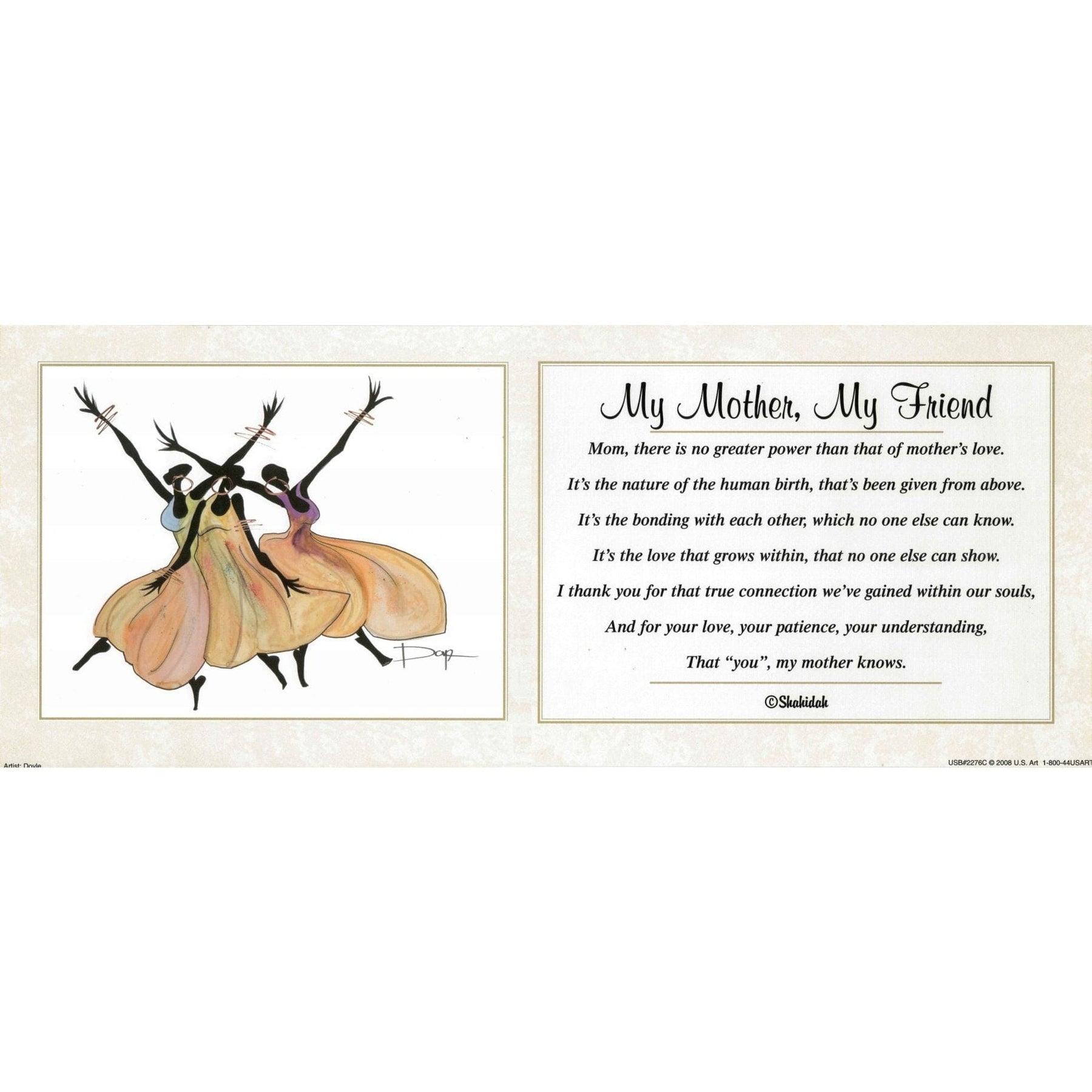 1 of 2: My Mother, My Friend-Literary Art-Shahidah-8x20 inches-Unframed-The Black Art Depot