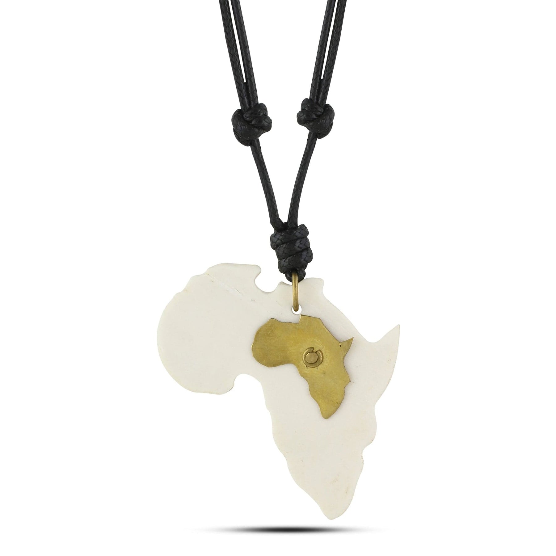 1 of 3: Africa Bone and Brass: Authentic African Bone & Brass Pendant Necklace