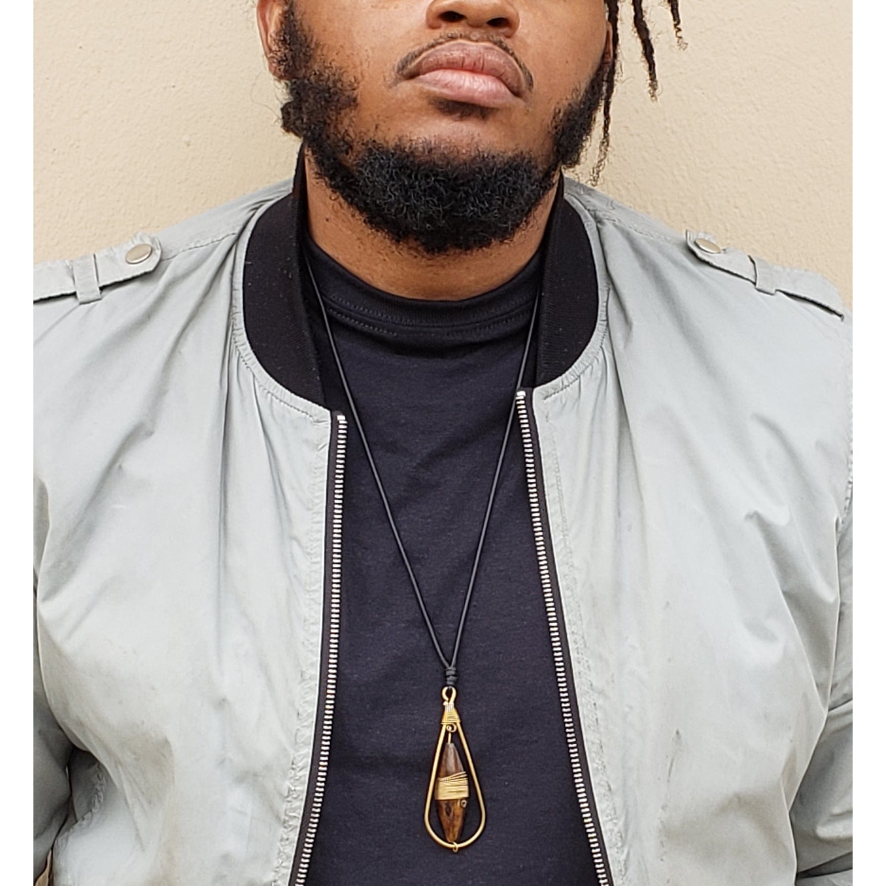 2 of 2: Akinyi: Authentic African Bone and Brass Pendant Necklace