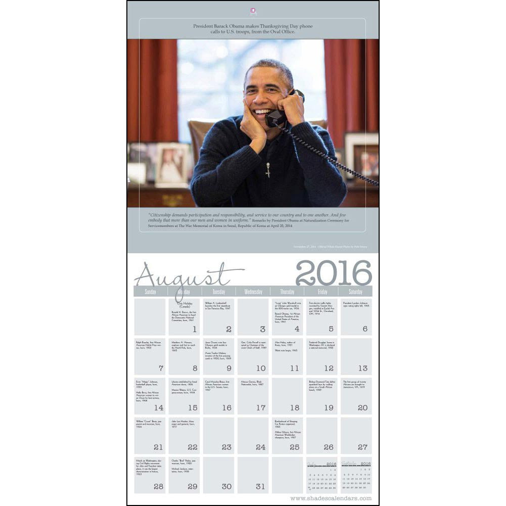 The Obama Years: 2016 African American Calendar (Inside)