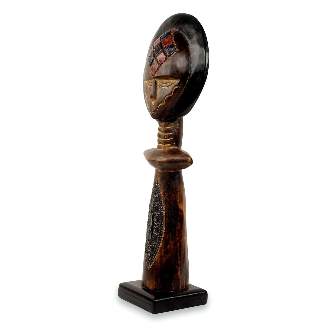 Dzigbordi: Fertility Doll-African Decor-Rita Zakour-17.25 inches-Sese Wood-The Black Art Depot