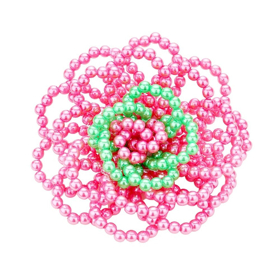 Pink and Green Faux Pearl Cluster Brooch (Alpha Kappa Alpha)