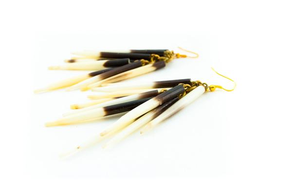 Authentic African Porcupine Quill Fishhook Earrings by Boutique Africa