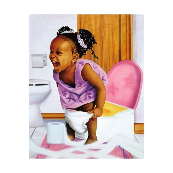Potty Girl by Alan and Aaron Hicks (African American Bathroom Art) – The  Black Art Depot