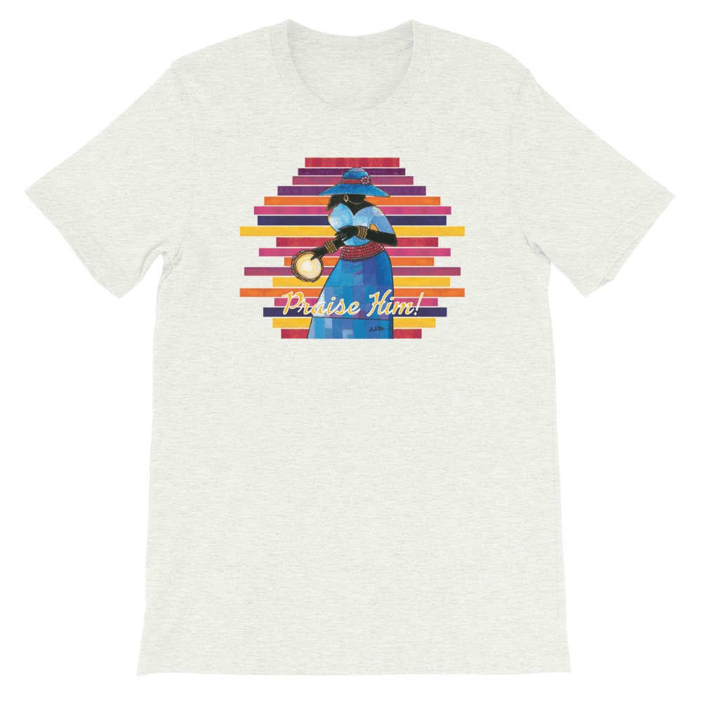 Praise Him by D.D. Ike: African American Religious Short Sleeve T-Shirt (Ash)