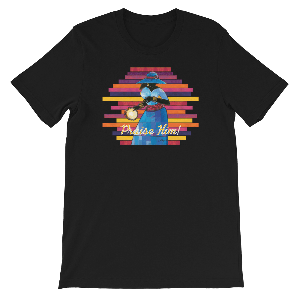 Praise Him by D.D. Ike: African American Religious Short Sleeve T-Shirt (Black)
