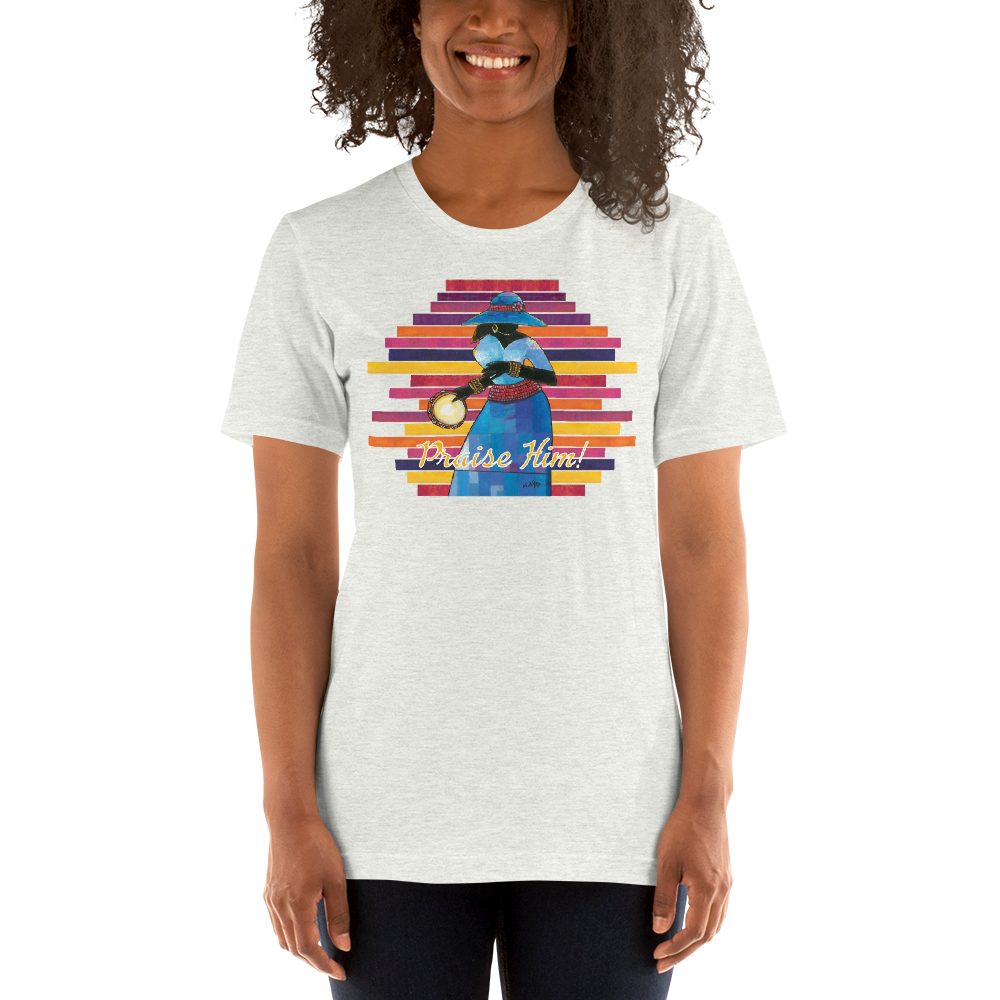Praise Him by D.D. Ike: African American Religious Short Sleeve T-Shirt (Ash)