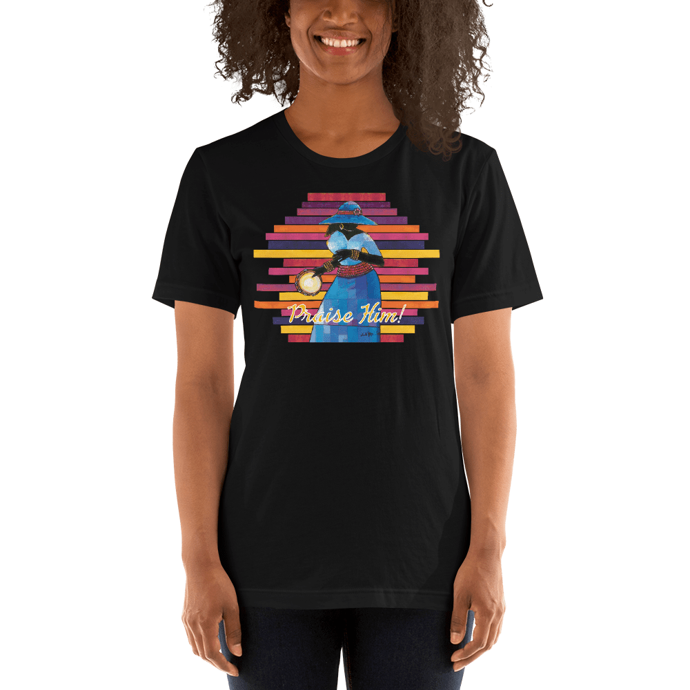 1 of 40: Praise Him by D.D. Ike: African American Religious Short Sleeve T-Shirt (Black)