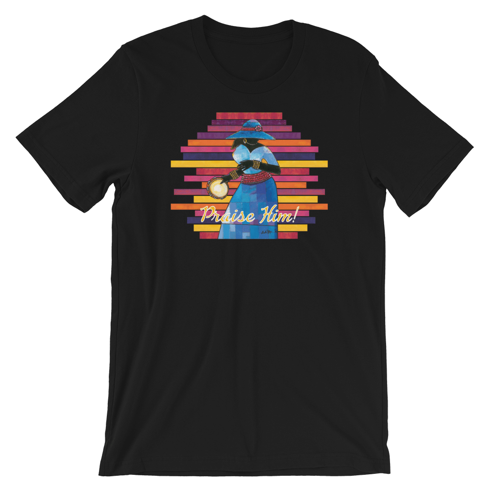 Praise Him by D.D. Ike: African American Religious Short Sleeve T-Shirt (Black)