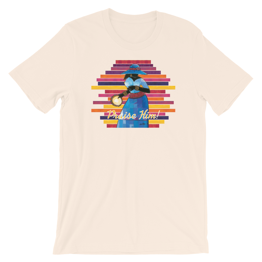 Praise Him by D.D. Ike: African American Religious Short Sleeve T-Shirt (Soft Cream)