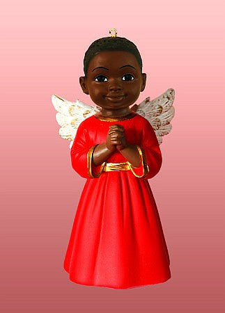 Prayer (Red): African American Christmas Ornament