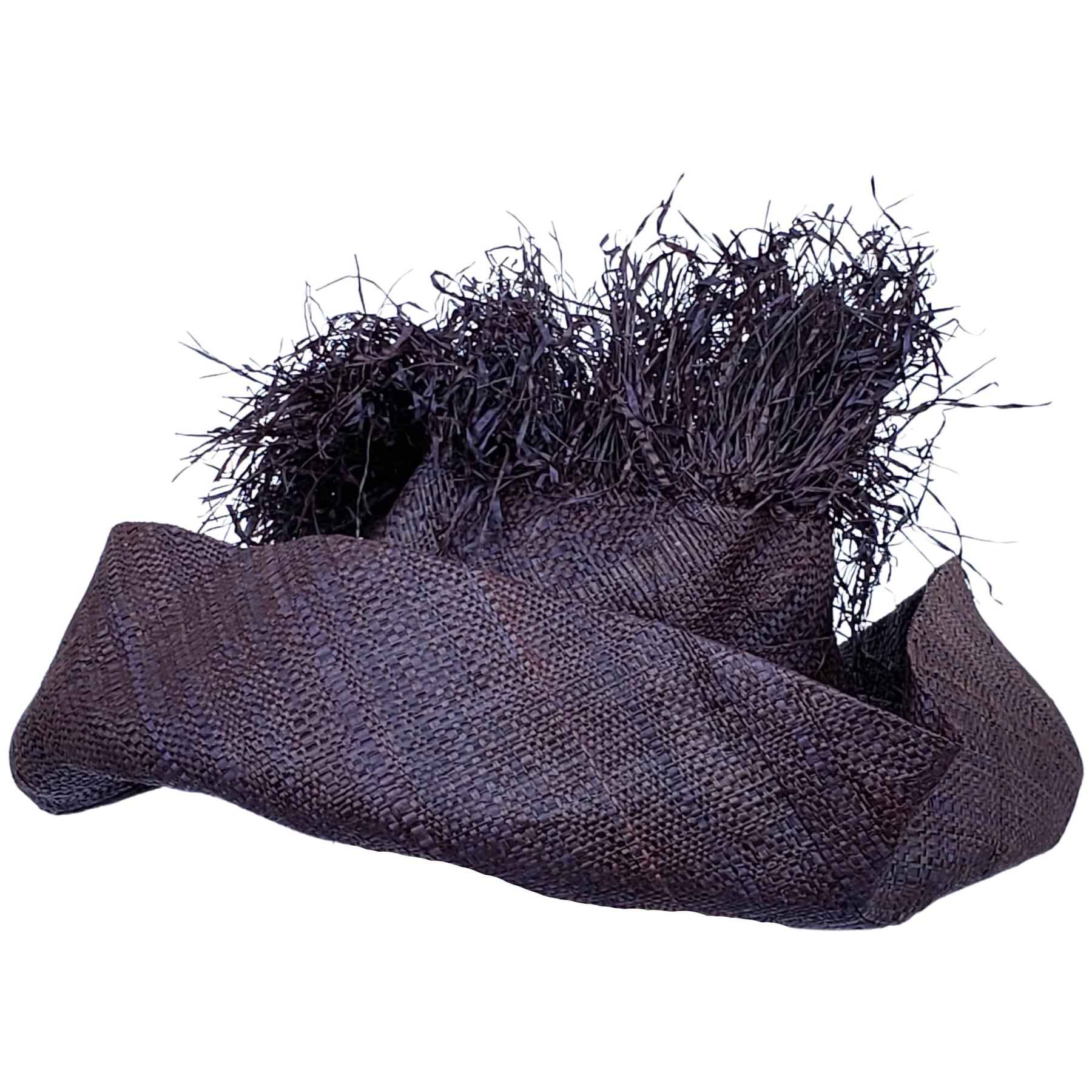 4 of 4: Chidinna: Hand Woven Madagascar Big Brim Crown Out Raffia Sun Hat (Black)