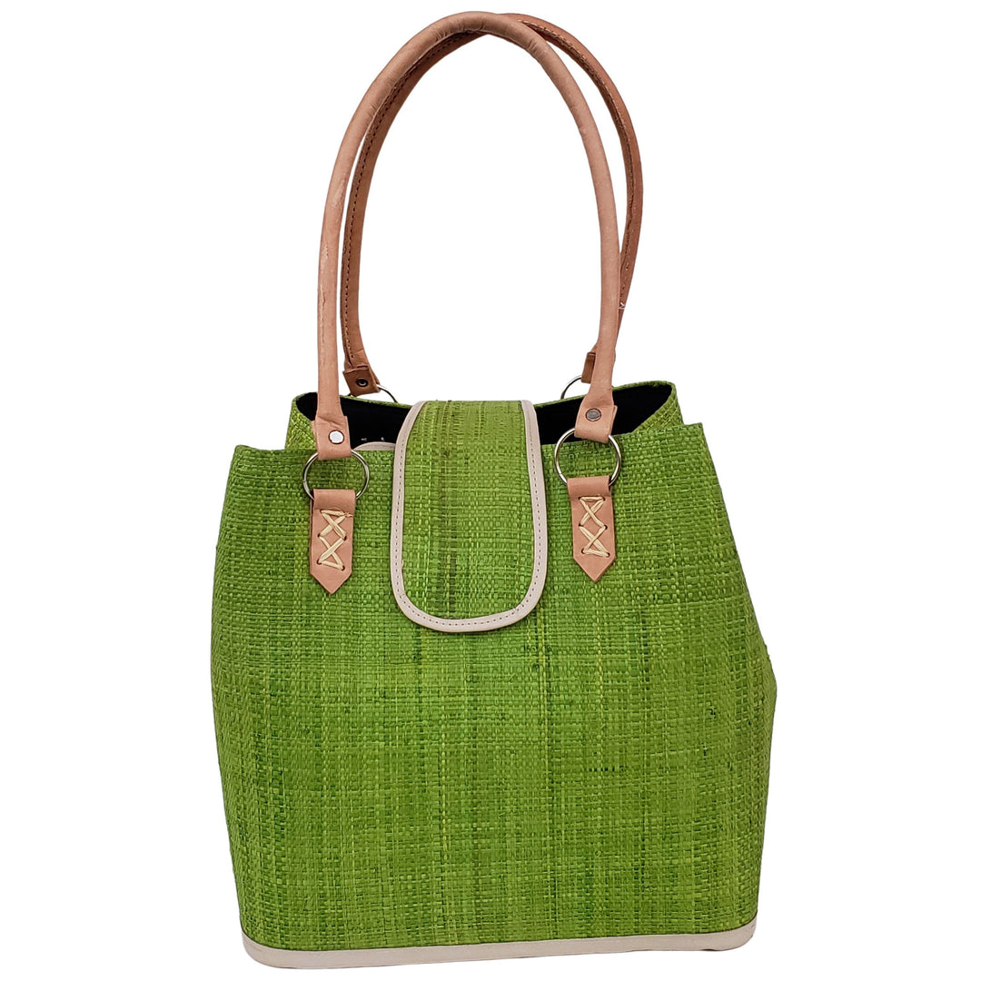 Rowena Raffia Bag-Hand Bag-The Raffia Boutique-Light Green-Raffia and Leather-The Black Art Depot