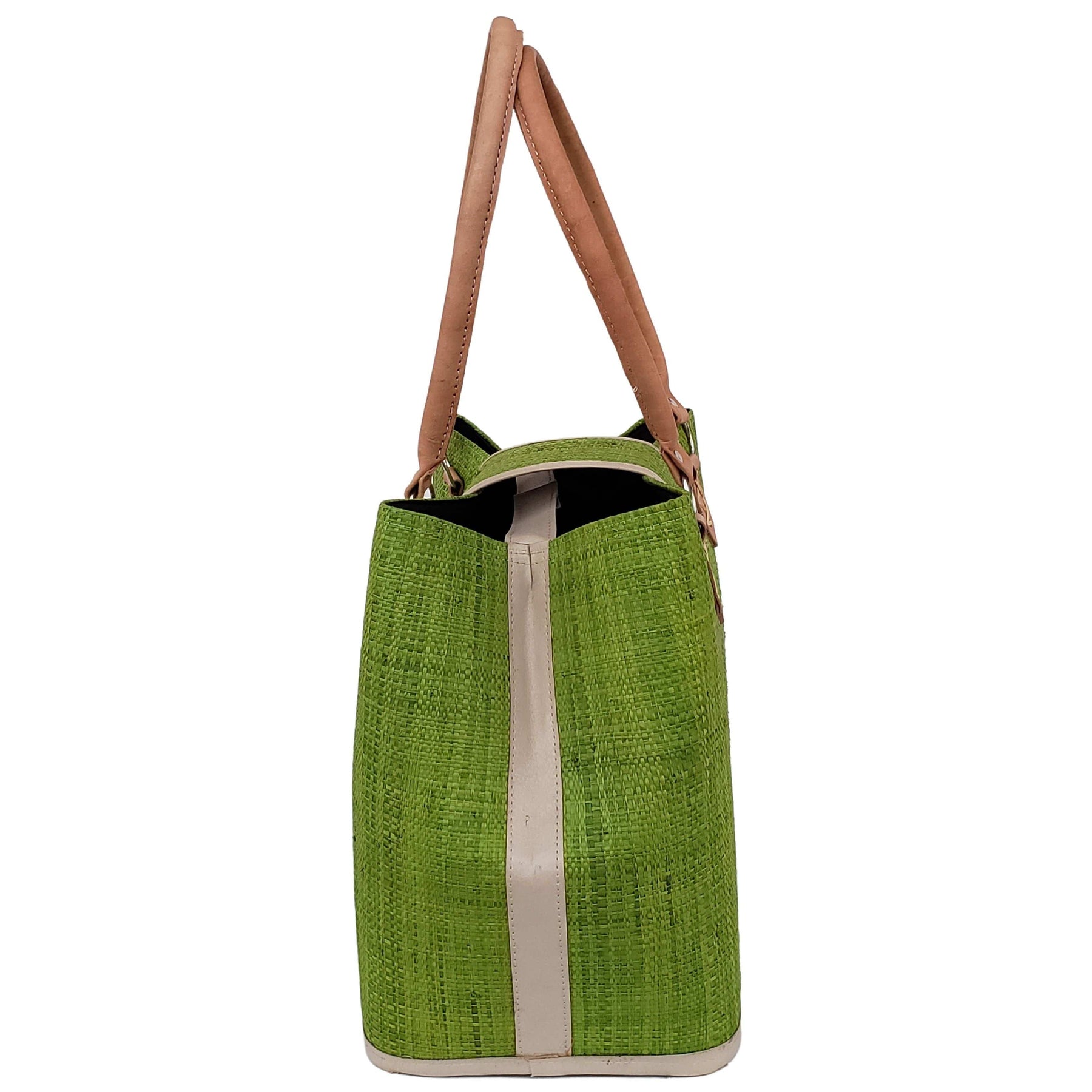 11 of 27: Rowena Raffia Bag-Hand Bag-The Raffia Boutique-Blue Stripe-Raffia and Leather-The Black Art Depot