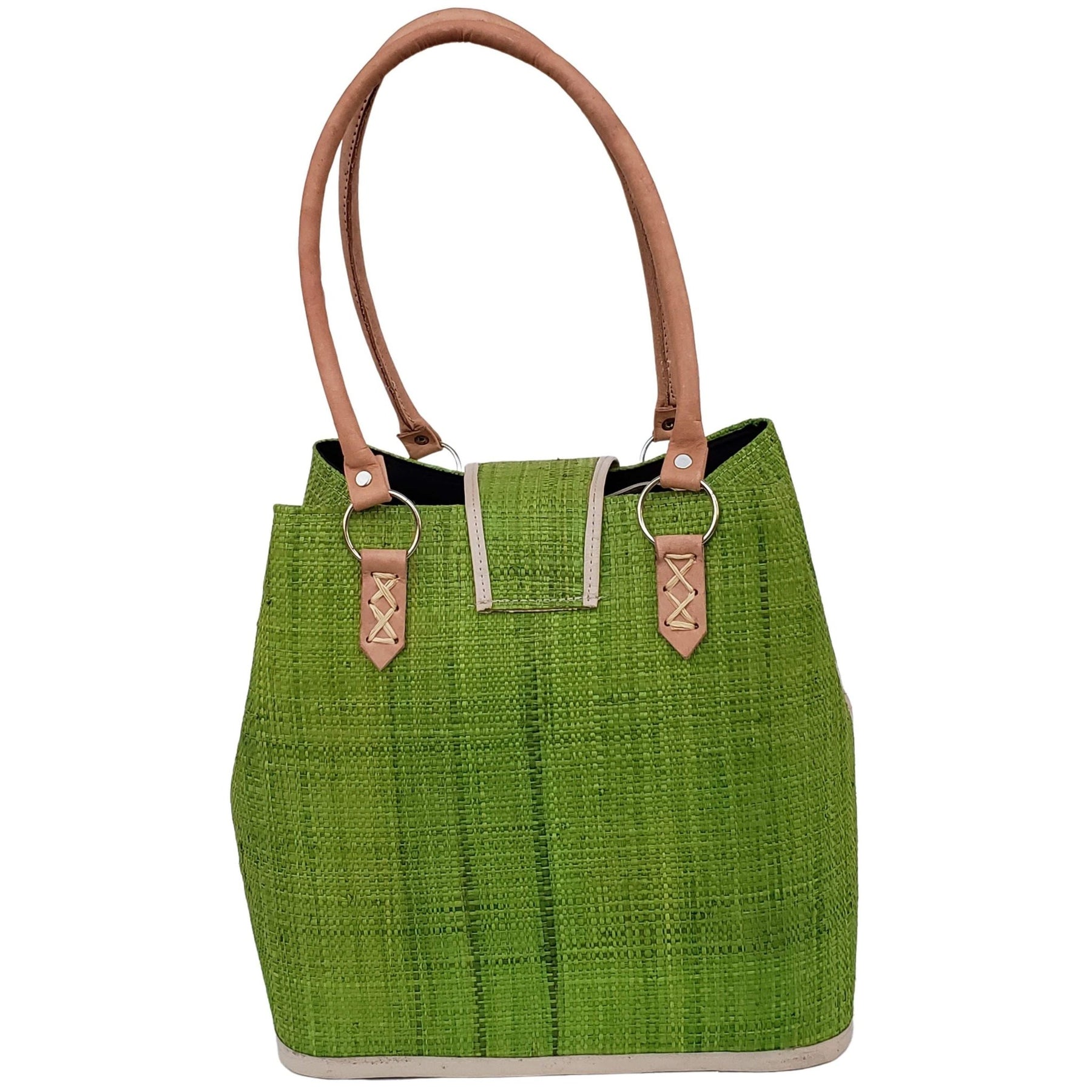 18 of 27: Rowena Raffia Bag-Hand Bag-The Raffia Boutique-Blue Stripe-Raffia and Leather-The Black Art Depot