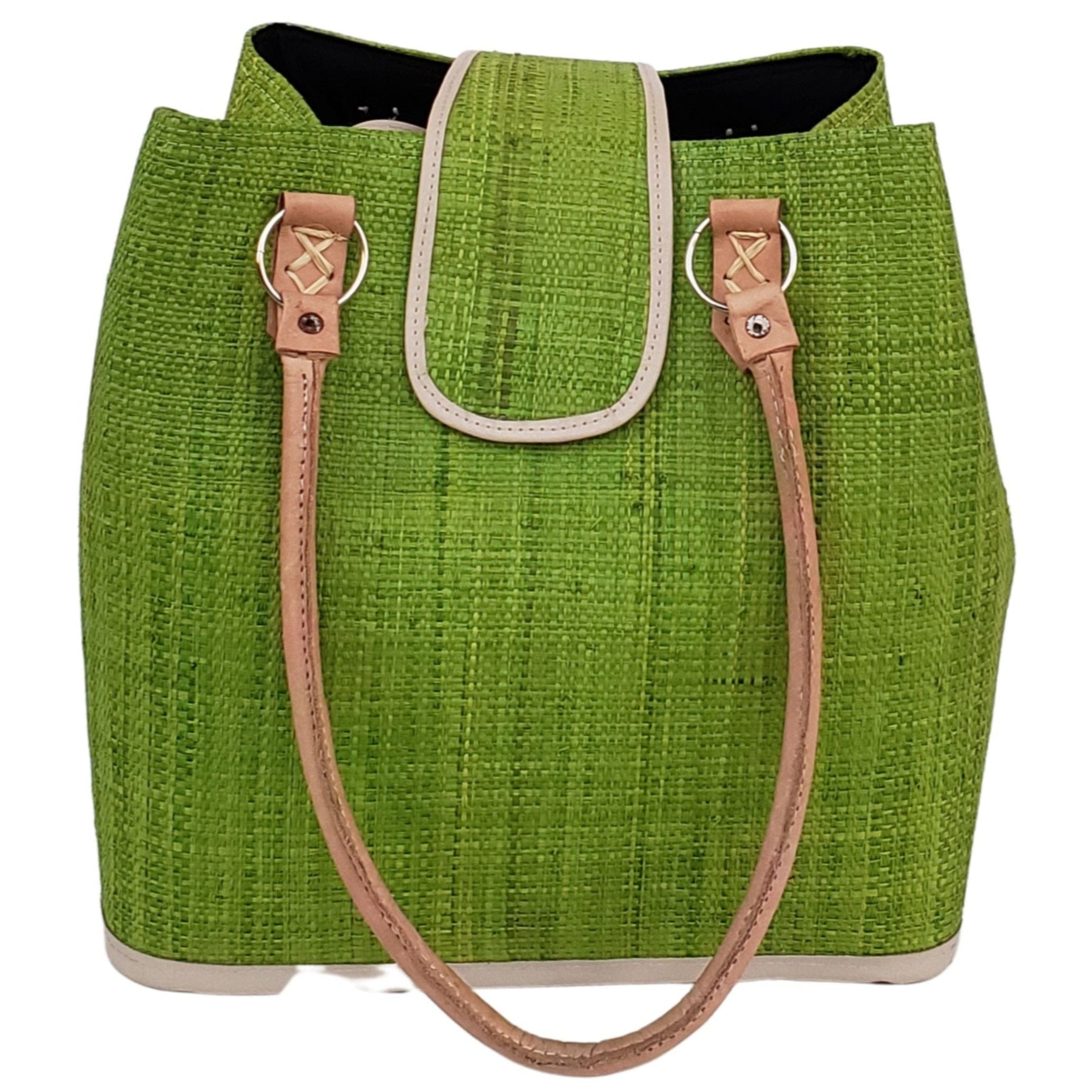 24 of 27: Rowena Raffia Bag-Hand Bag-The Raffia Boutique-Blue Stripe-Raffia and Leather-The Black Art Depot