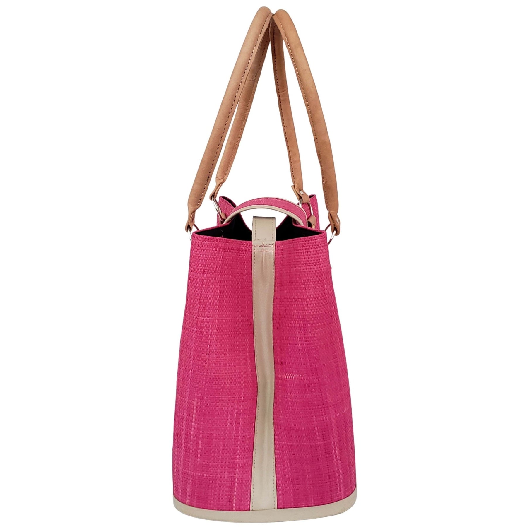 9 of 27: Rowena Raffia Bag-Hand Bag-The Raffia Boutique-Blue Stripe-Raffia and Leather-The Black Art Depot