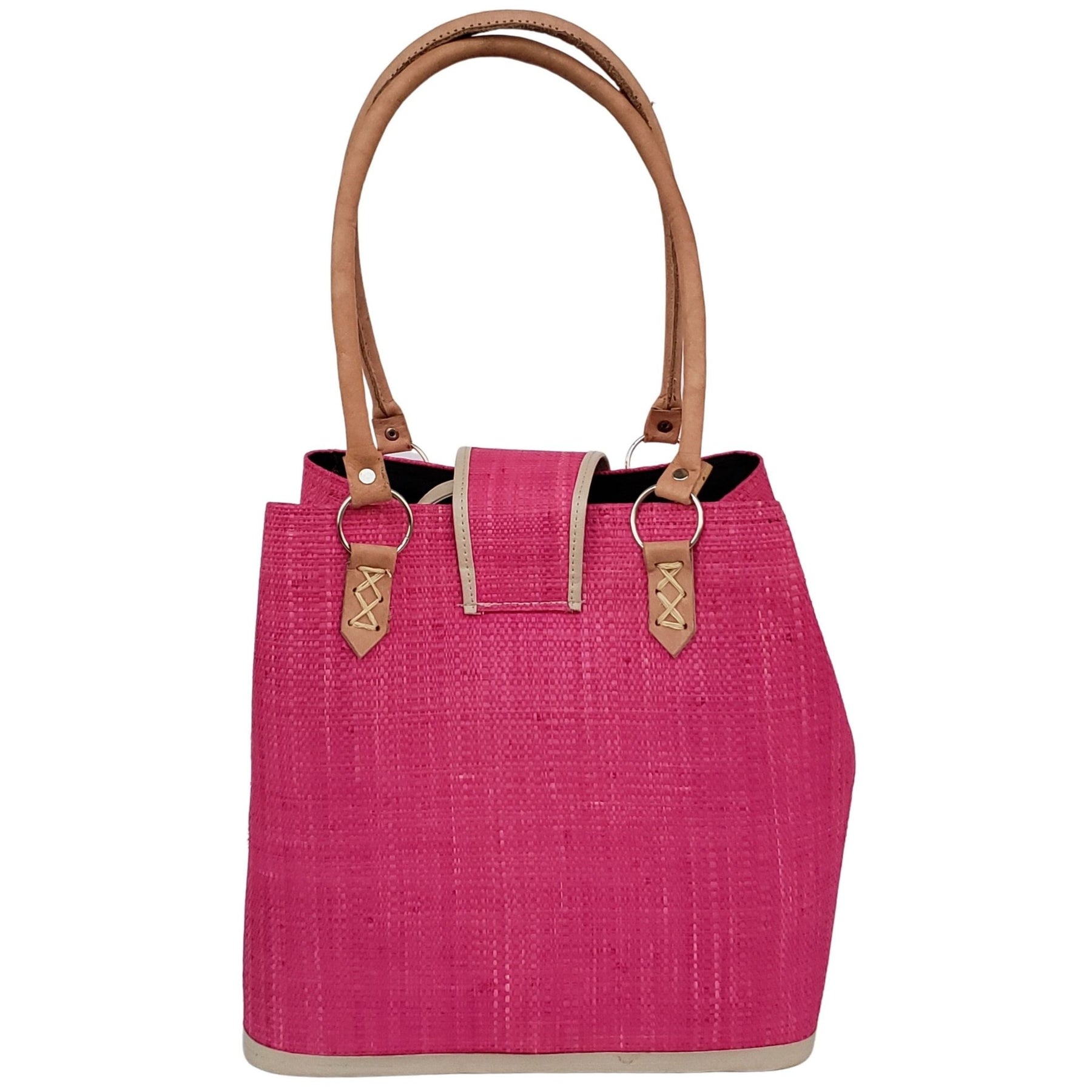 20 of 27: Rowena Raffia Bag-Hand Bag-The Raffia Boutique-Blue Stripe-Raffia and Leather-The Black Art Depot