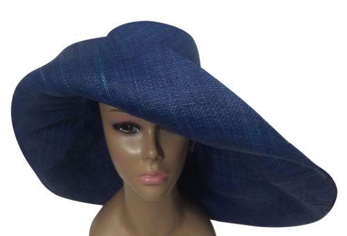 Aduke: Hand Woven Big Brim Blue Madagascar Raffia Sun Hat