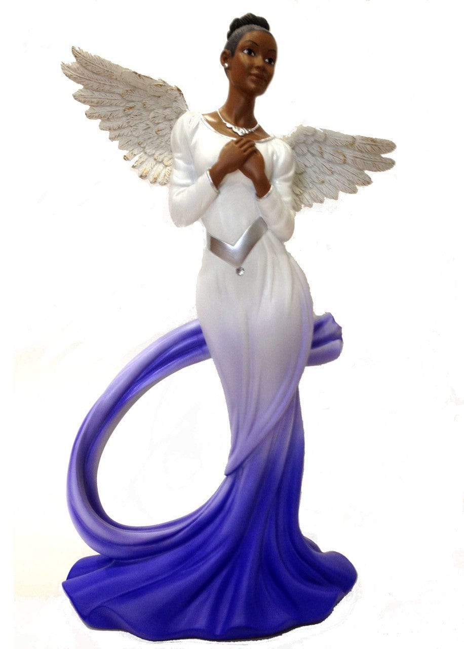 Sash African American Angel Figurine in Blue The Black Art Depot
