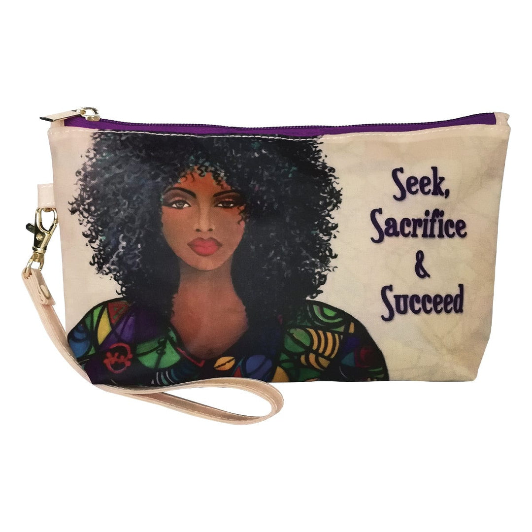 Seek, Sacrifice and Succeed Cosmetic Pouch by Sylvia "Gbaby Cohen