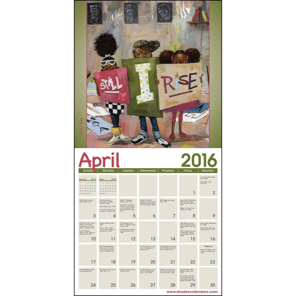 Shades of Color Kids: Art of Frank Morrison 2016 Black Art Calendar (Inside)