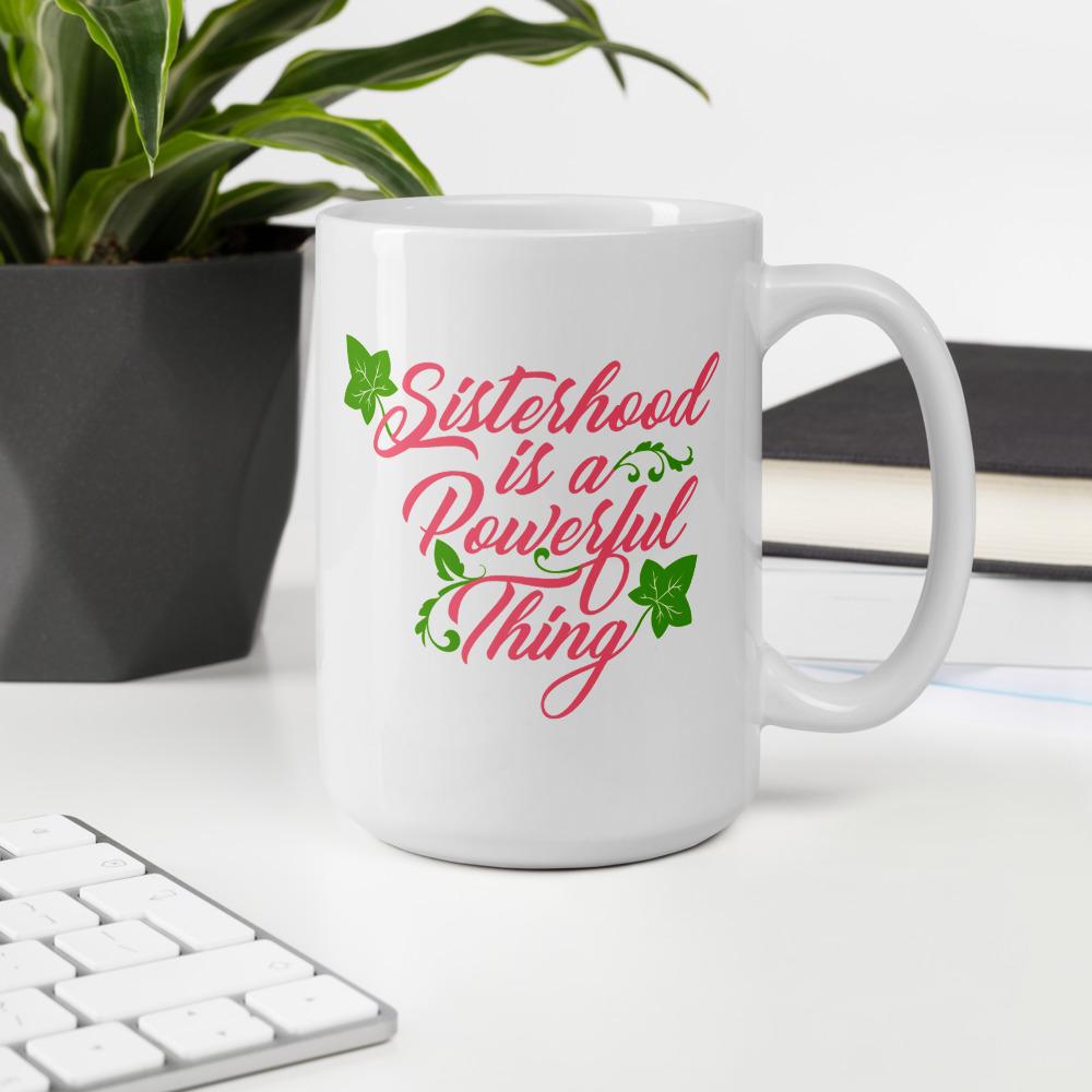 Sisterhood is a Powerful Thing: Alpha Kappa Alpha Inspired Ceramic Mug (15 ounce)