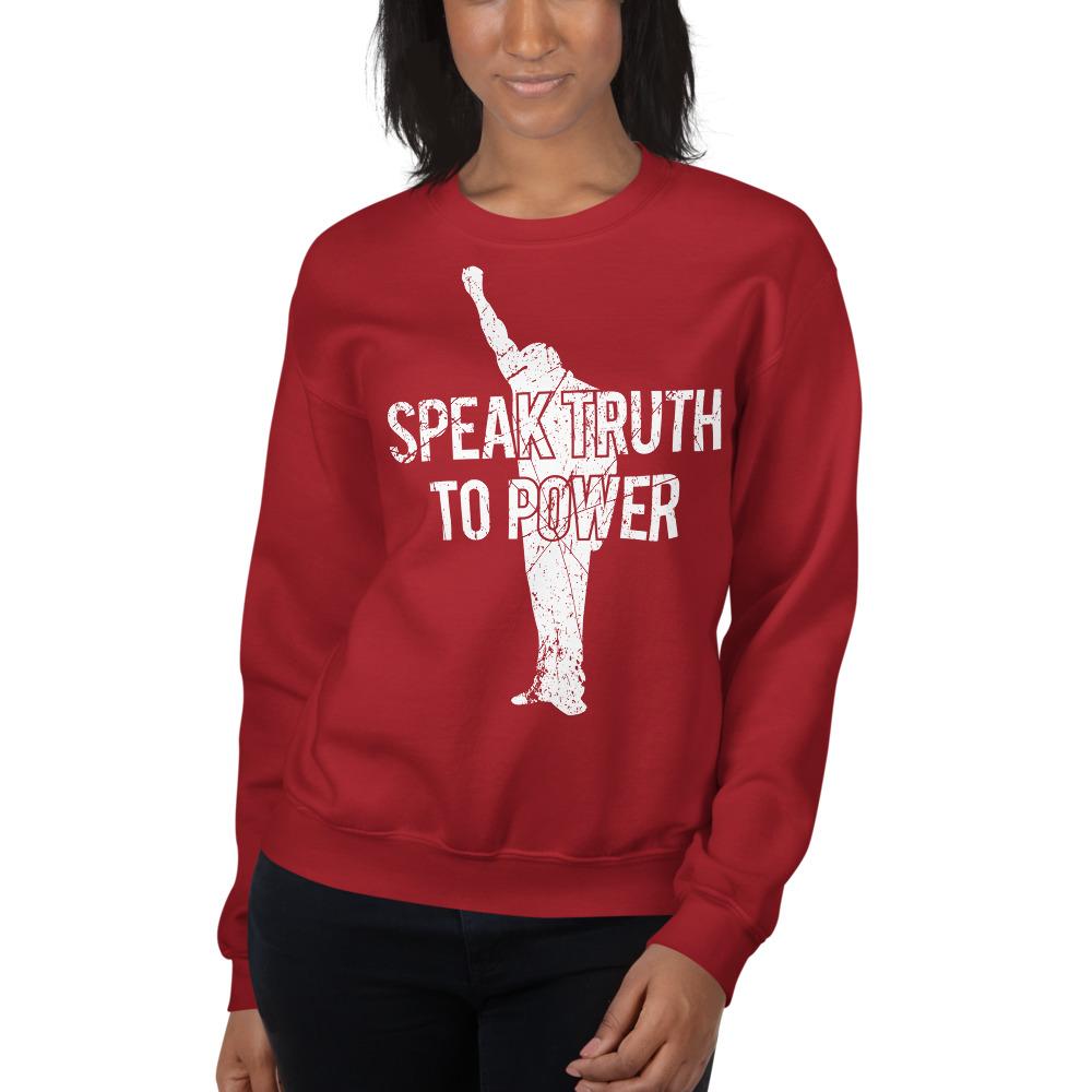 Speak Truth to Power: African American Unisex Sweatshirt by RBG Forever (Red)
