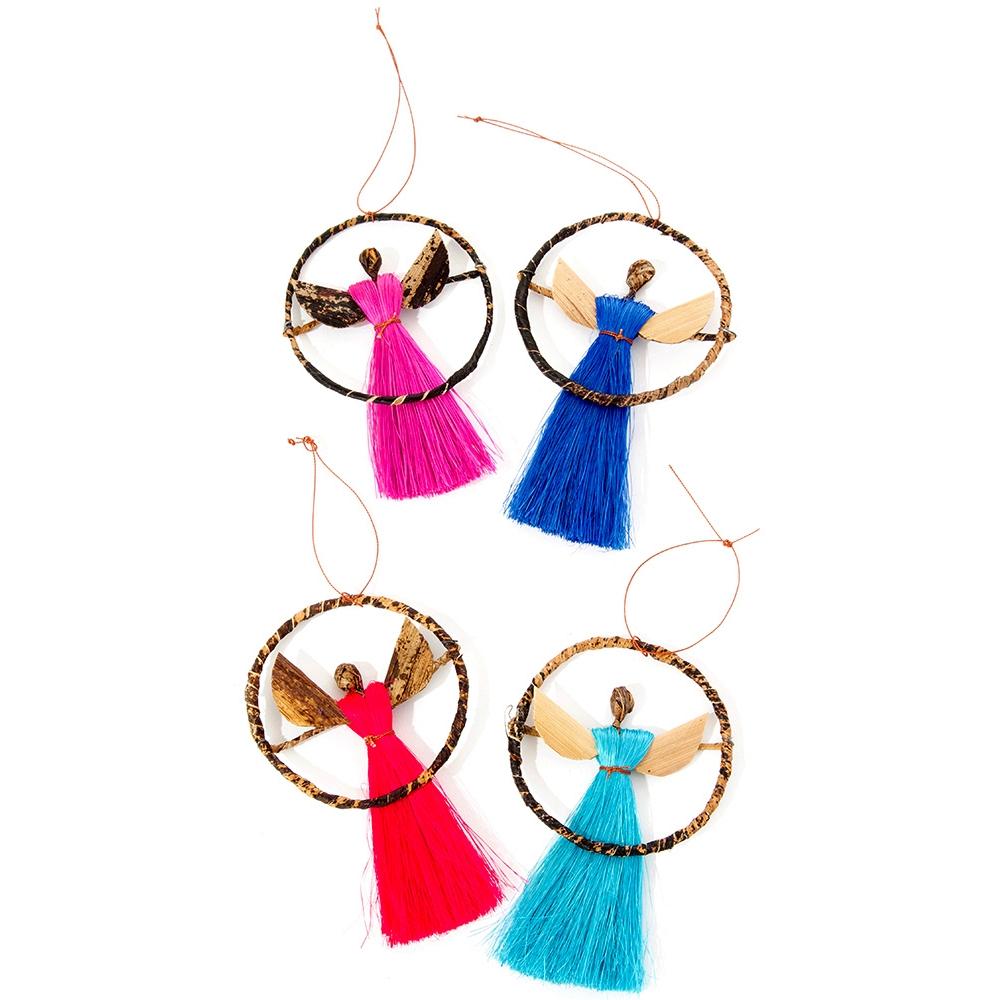 Halo Angels African Sisal and Banana Fiber Christmas Ornament Set