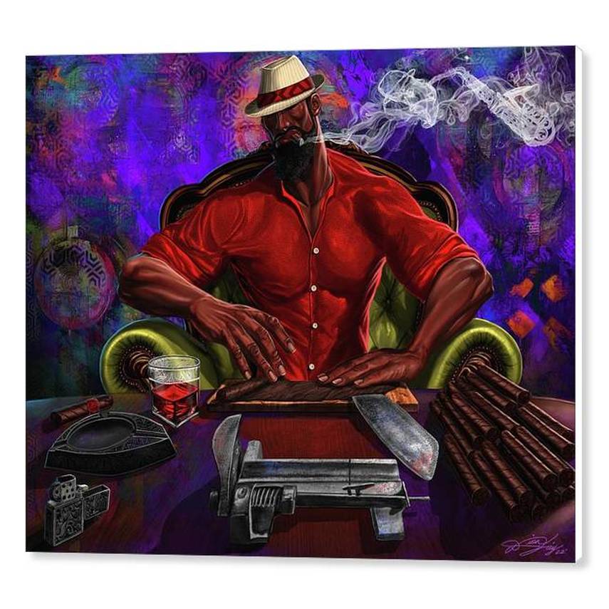 2 of 2: The Cigar Roller by Dion Pollard (Canvas)