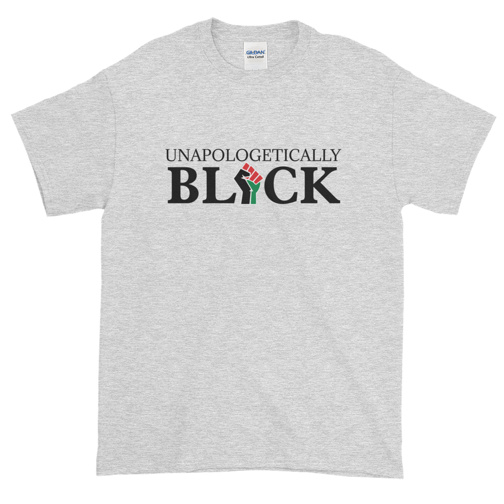2 of 6: Unapologetically Black: Unisex Short Sleeved African American T-Shirt (Ash)