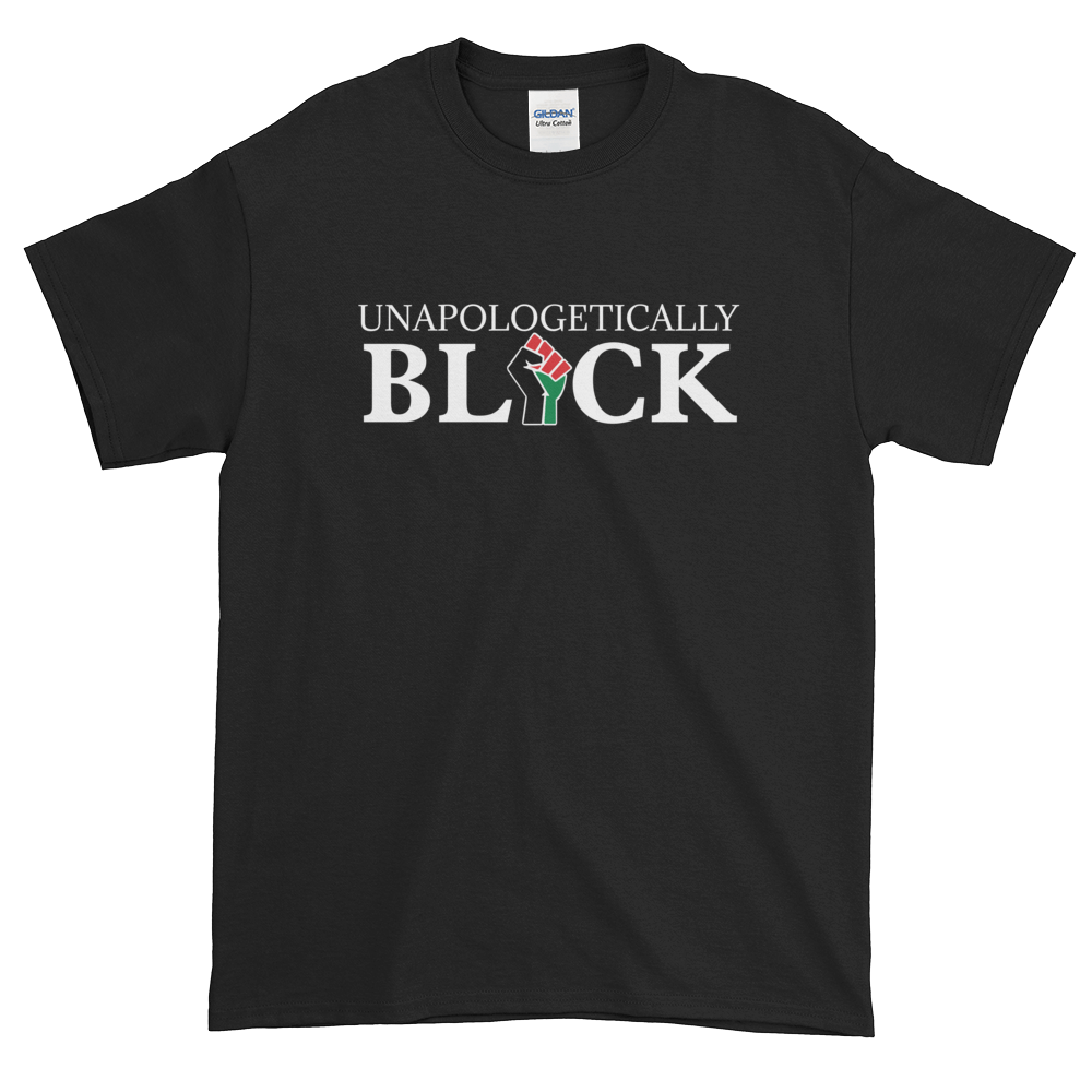 1 of 6: Unapologetically Black: Unisex Short Sleeved African American T-Shirt (Black)