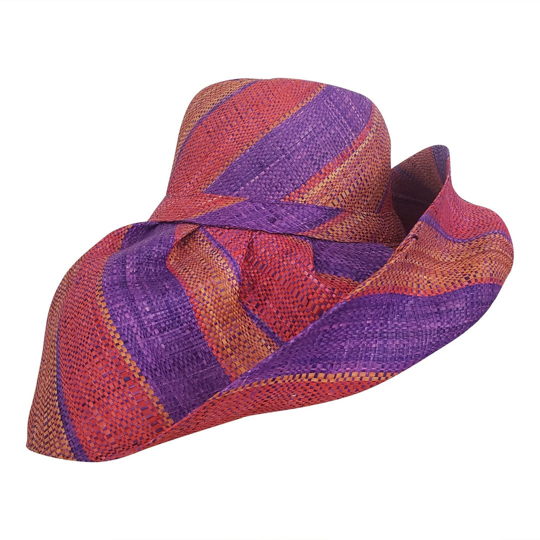 Valisoa: Hand Woven Multi-Color Madagascar Big Brim Raffia Sun Hat