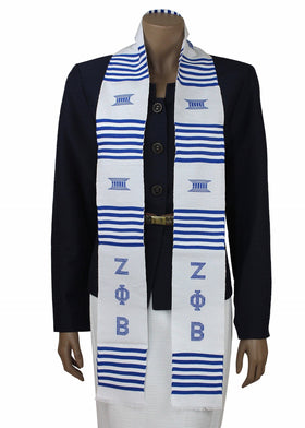Zeta Phi Beta White Kente Stole by Gold Coast Africa