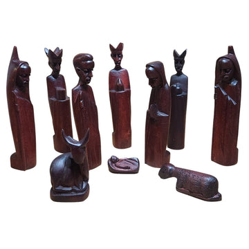 Akoma Accents | Hand carved jacaranda wood African nativity set