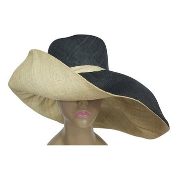 Black and Natural Raffia Sun Hats - The Black Art Depot