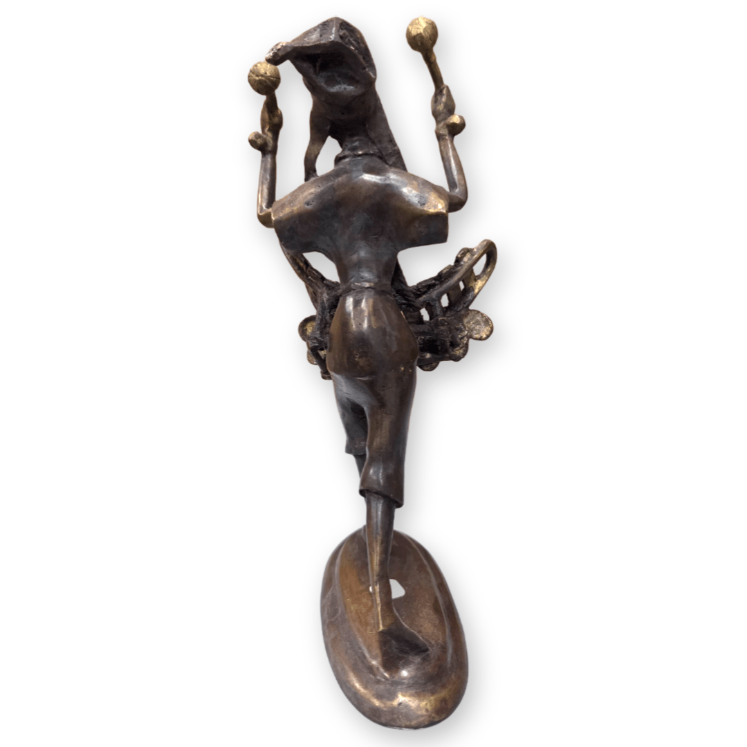 African Griot with Balafon Bronze Sculpture